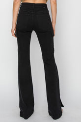 RISEN Women's Full Size High Rise Cargo Bootcut Jeans with Side Slits